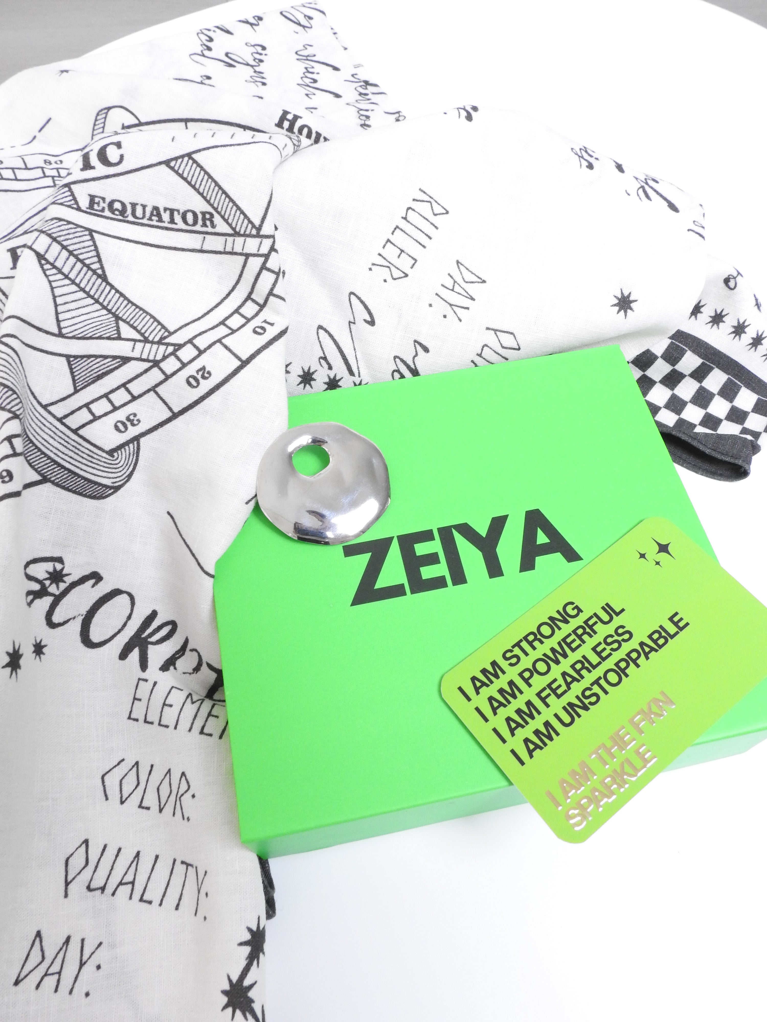 ZODIAC RIVER SCARF & SILVER ROUND BROOCH