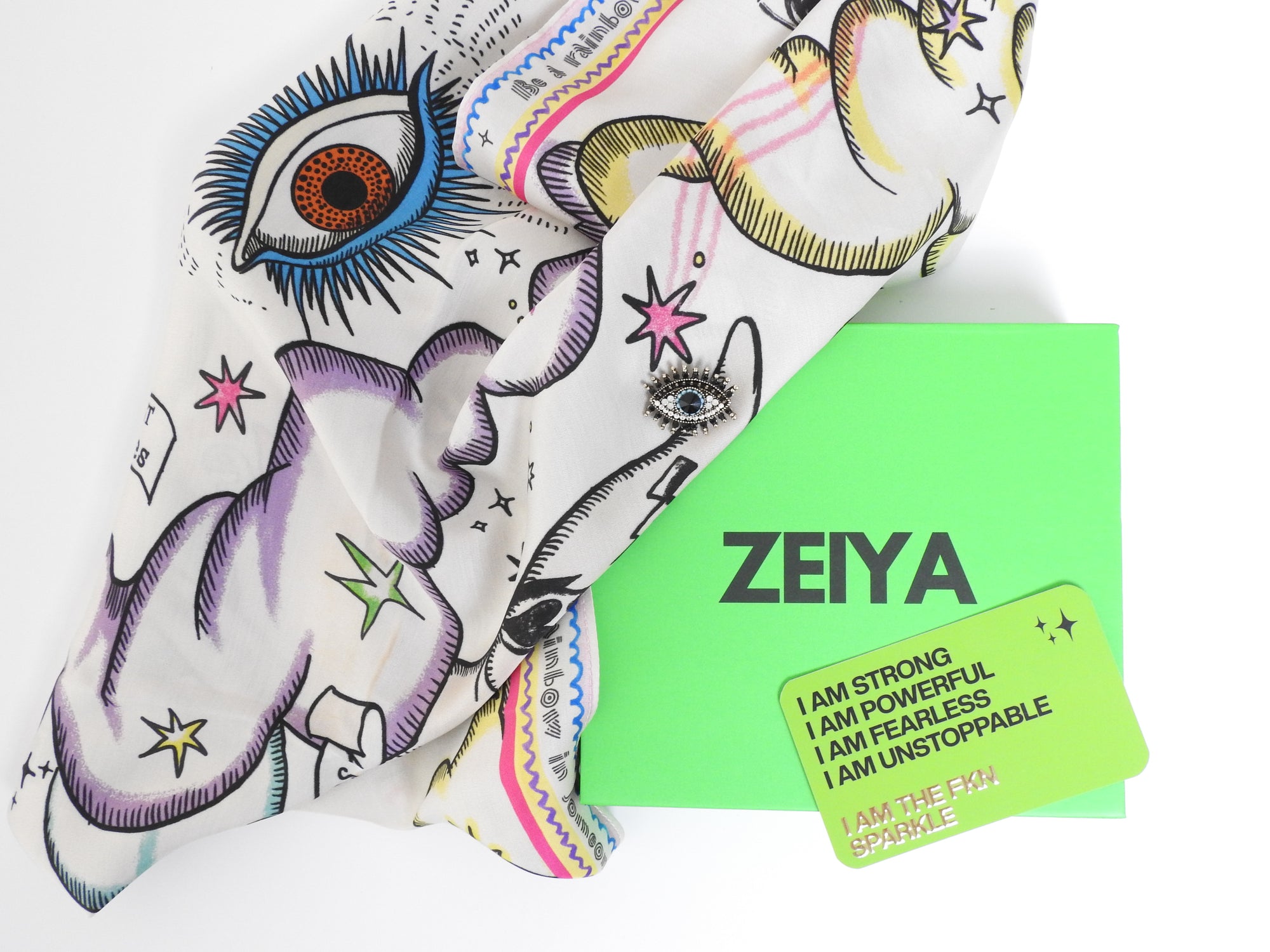 ENLIGHTENMENT HEAD SCARF & EVIL EYE BROOCH