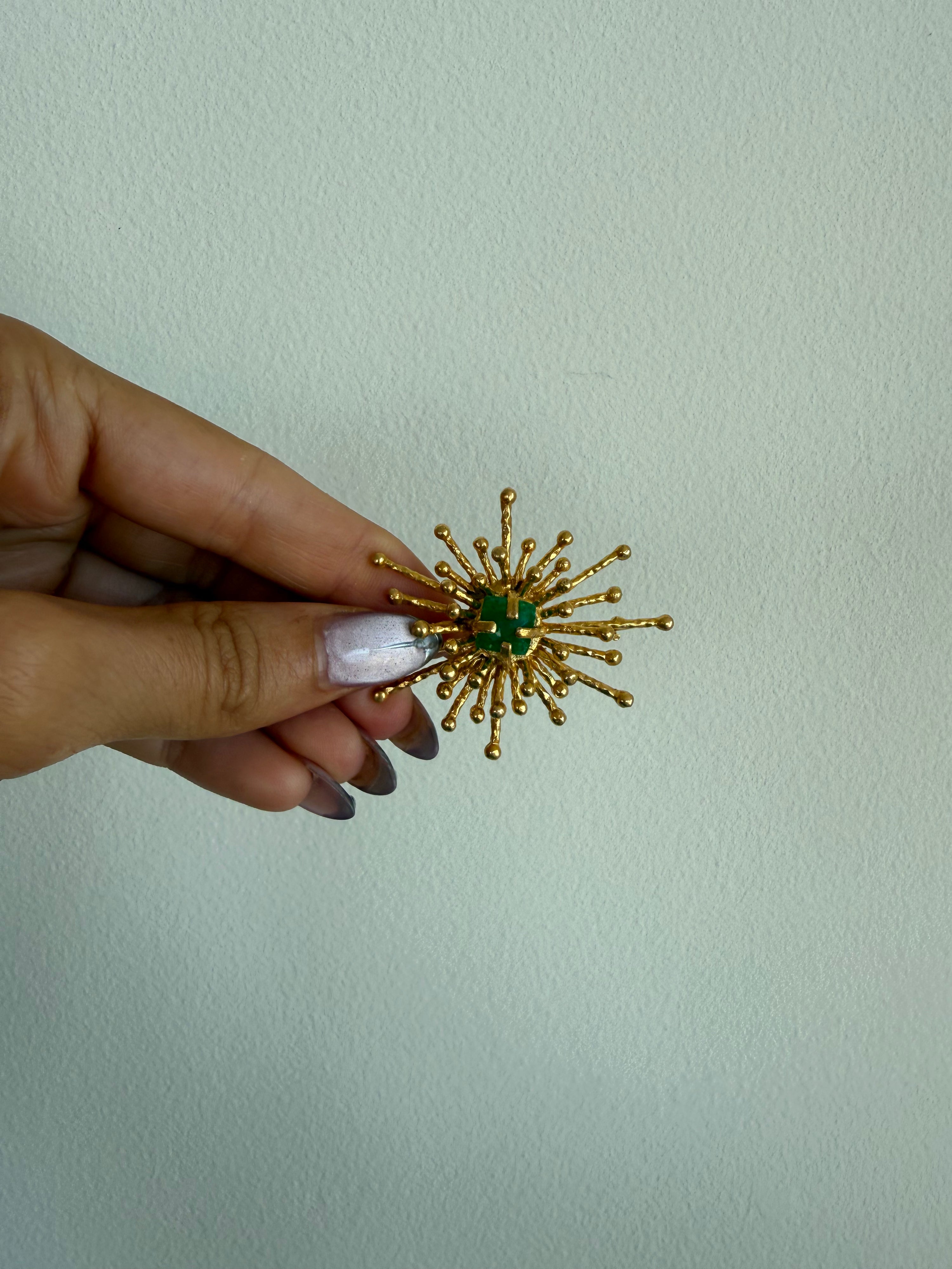 GREEN STARBURST BROOCH